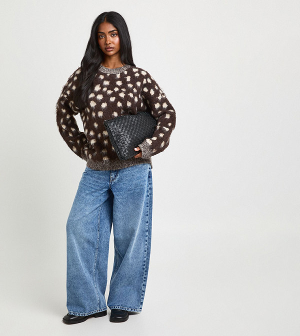 بوهو بوهو - بني  Round Neck Sweaters