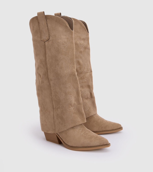boohoo  Calf Boots - Beige Mid Calf Boots