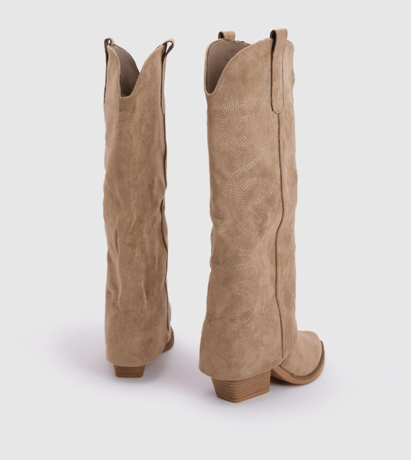 boohoo  Calf Boots - Beige Mid Calf Boots