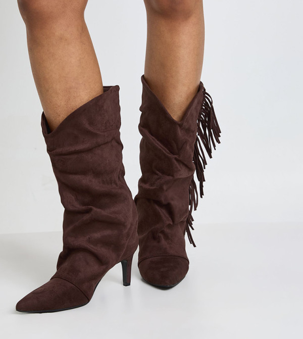 بوهو بوت لمنتصف الساق - بني Mid Calf Boots