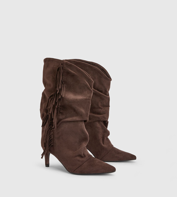 بوهو بوت لمنتصف الساق - بني Mid Calf Boots
