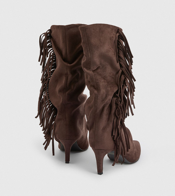 بوهو بوت لمنتصف الساق - بني Mid Calf Boots