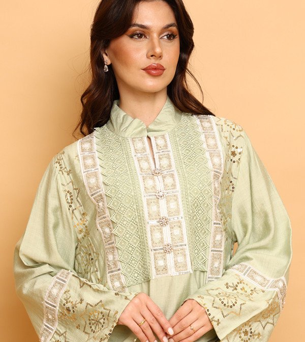 IKKXA  Arabian Clothing - Green Jalabiyas