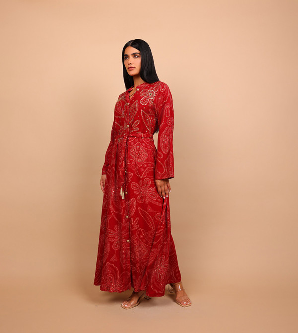 IKKXA  Modestwear - Red Shirt & T-Shirt Dresses