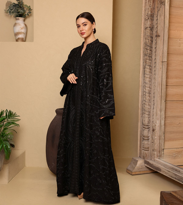 IKKXA  Arabian Clothing - BLACK Jalabiyas