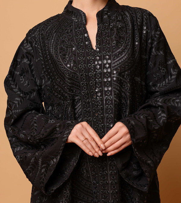 IKKXA  Arabian Clothing - BLACK Jalabiyas