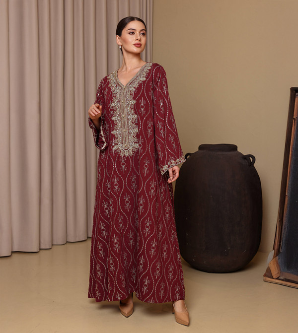 IKKXA IKKXA - Maroon Jalabiyas