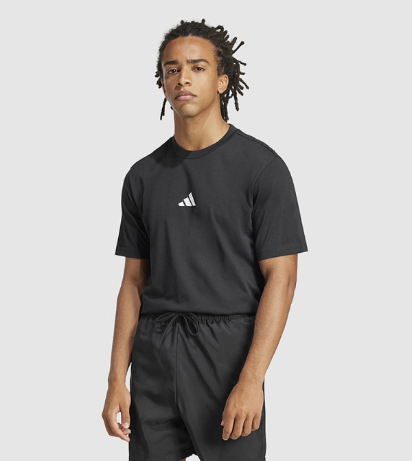 Adidas  T-Shirts - Black Round Neck T-Shirts
