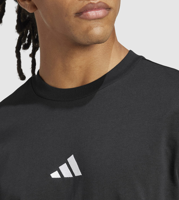 Adidas  T-Shirts - Black Round Neck T-Shirts