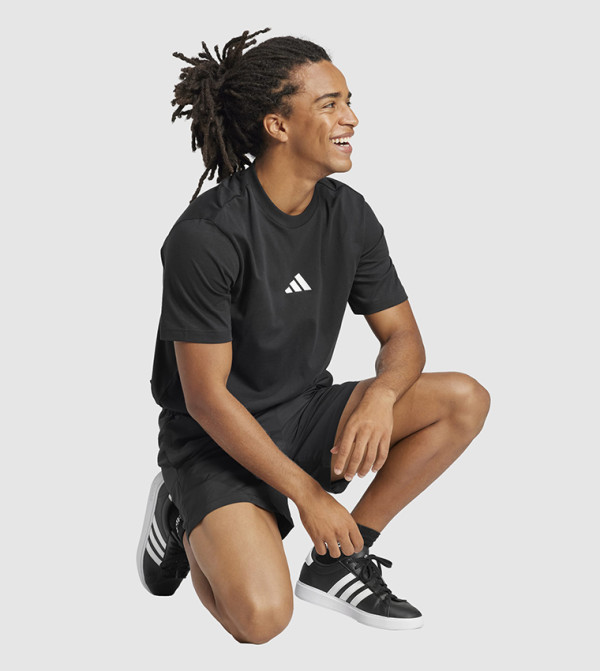 Adidas  T-Shirts - Black Round Neck T-Shirts