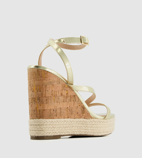 Head Over Heels  - Gold Wedge Sandals