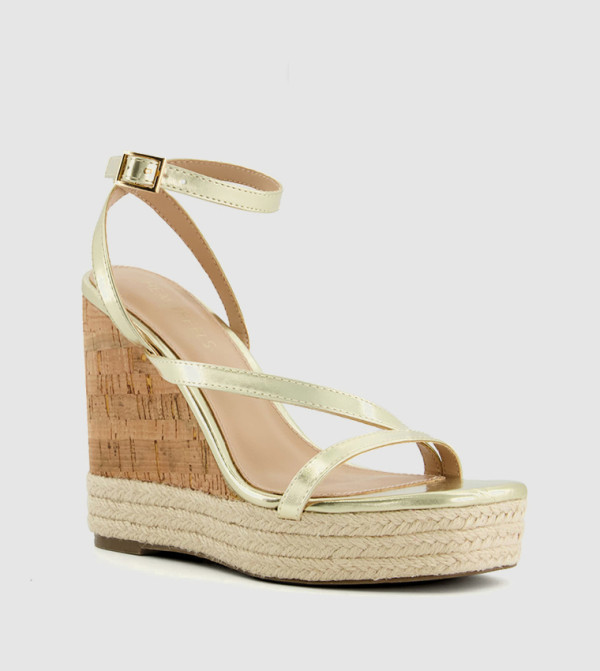 Head Over Heels  - Gold Wedge Sandals