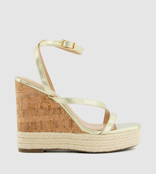 Head Over Heels  - Gold Wedge Sandals