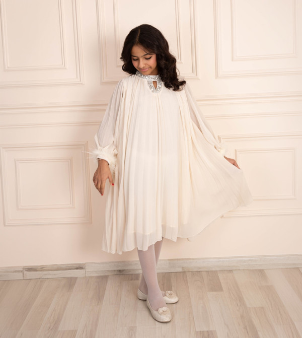 Kholud Kids Party Dress - Beige Party Dress