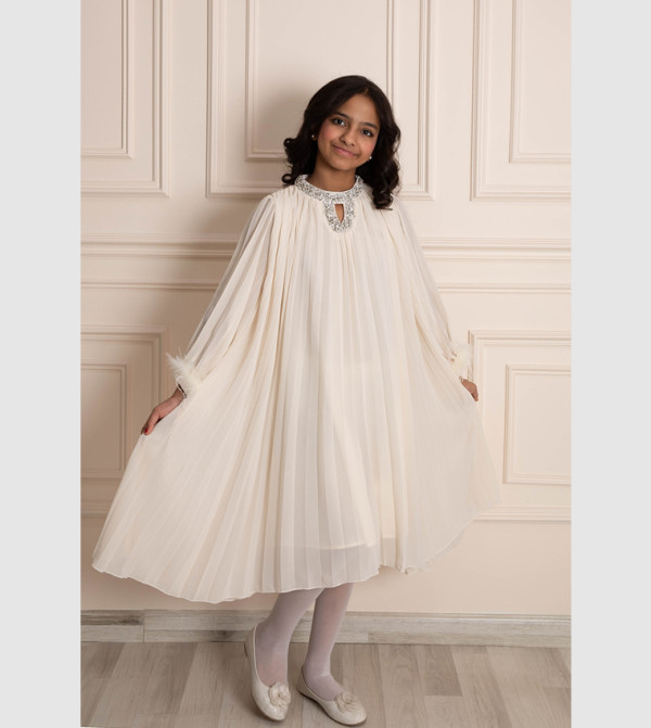 Kholud Kids Party Dress - Beige Party Dress