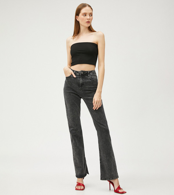 Koton  Flared Jeans - Black Wide Leg Jeans