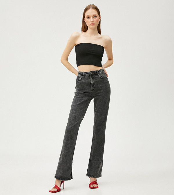 Koton  Flared Jeans - Black Wide Leg Jeans
