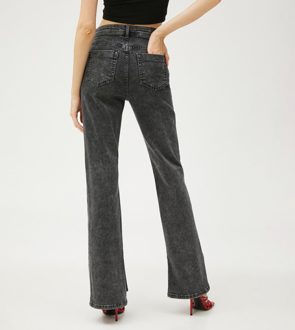 Koton  Flared Jeans - Black Wide Leg Jeans