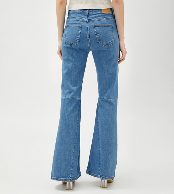 كوتون  جينز فلير - أزرق Wide Leg Jeans