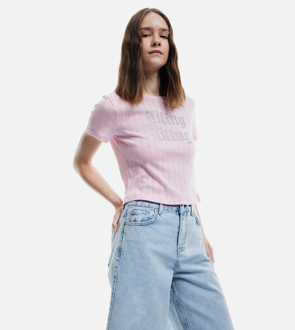 كوتون بلوزات - وردي Casual Tops