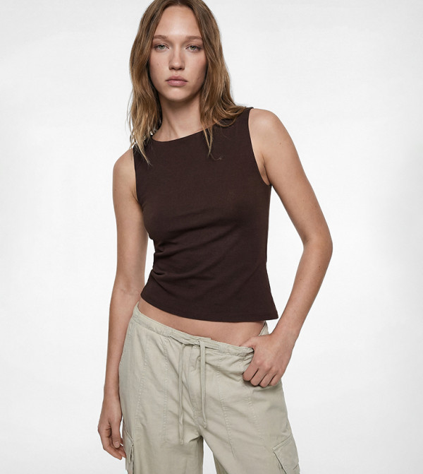 كوتون كوتون - بني  Cropped Tops