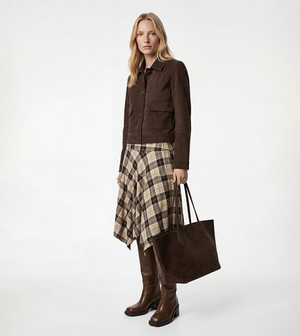 كوتون  checkered-plaid-w - متعدد Midi Skirts