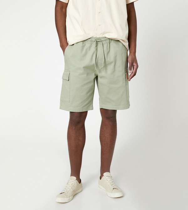 كوتون  شورت كارجو - سراويل كارجو - أخضر Cargo Shorts