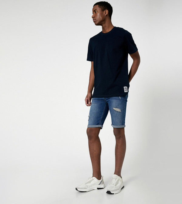 كوتون  شورتات جينز - أزرق Denim shorts