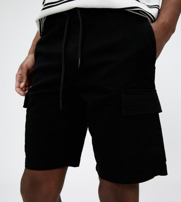 كوتون  شورت كارجو - سراويل كارجو - أسود Cargo Shorts