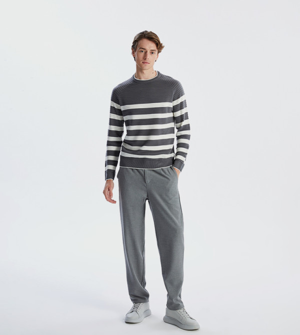 LC Waikiki  Sweaters & Cardigans - Grey Round Neck Sweaters
