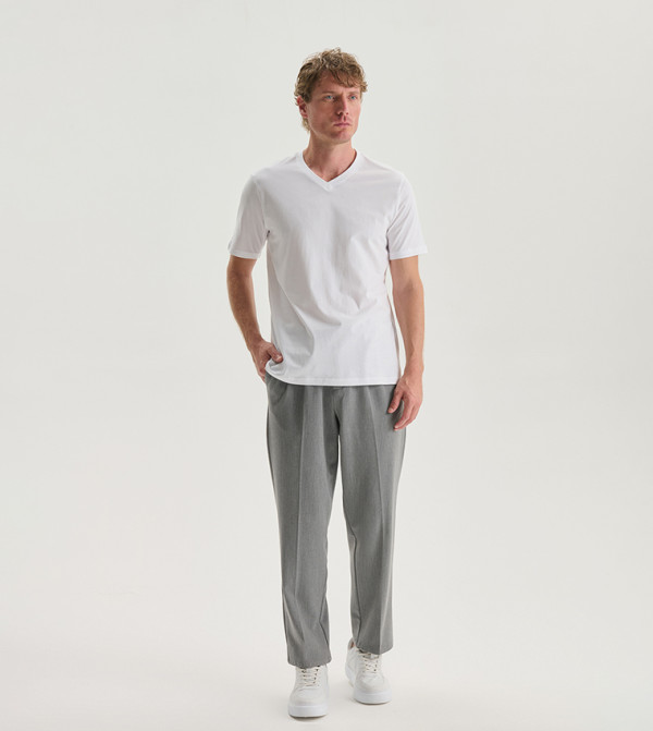 LC Waikiki V-Neck T-Shirts - White V-Neck T-Shirts
