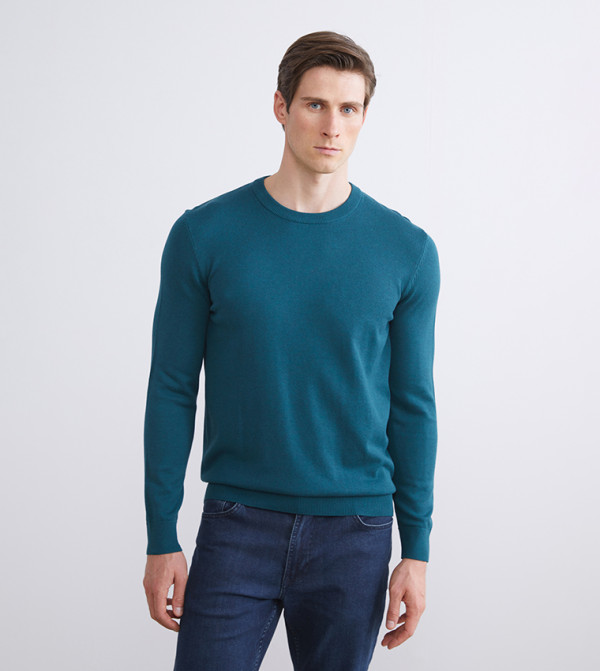 LC Waikiki  Round Neck Sweaters - Blue Round Neck Sweaters