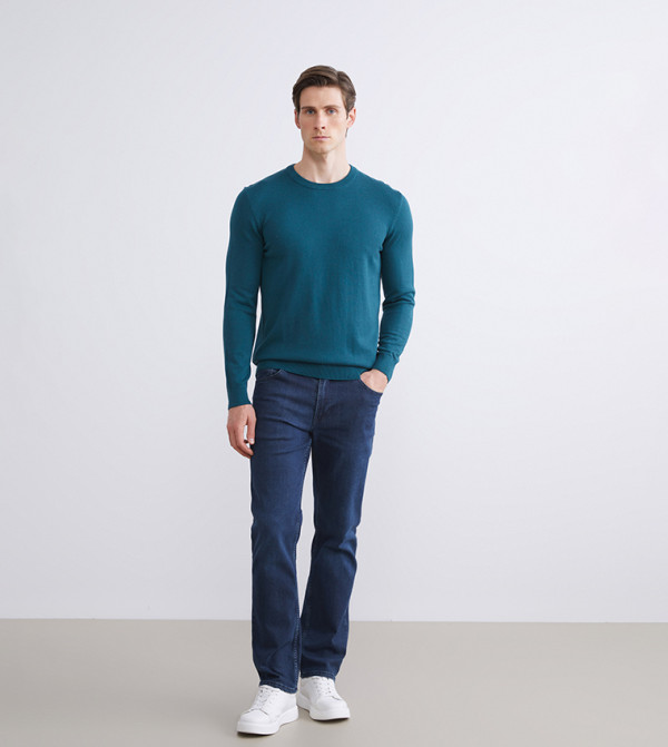 LC Waikiki  Round Neck Sweaters - Blue Round Neck Sweaters