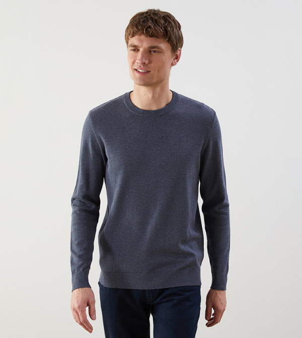 LC Waikiki  - Indigo Round Neck Sweaters