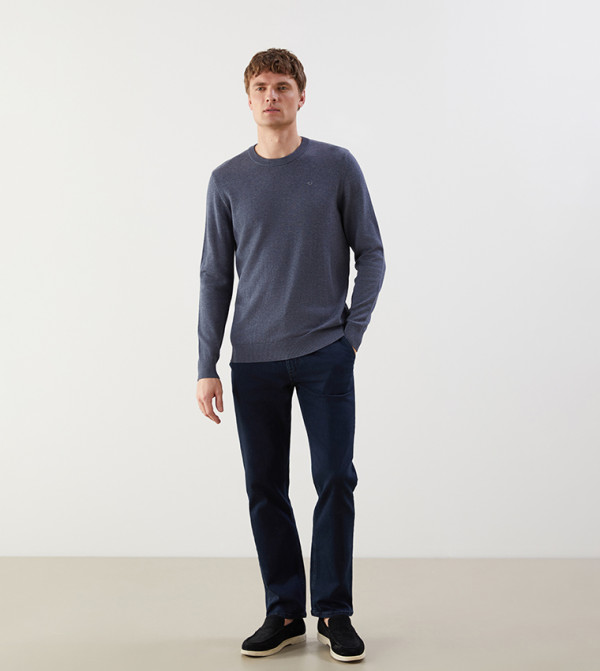 LC Waikiki  - Indigo Round Neck Sweaters