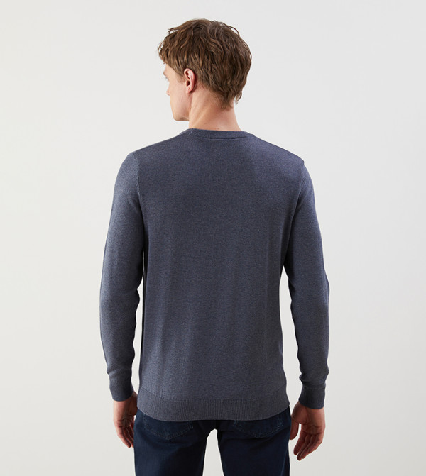 LC Waikiki  - Indigo Round Neck Sweaters