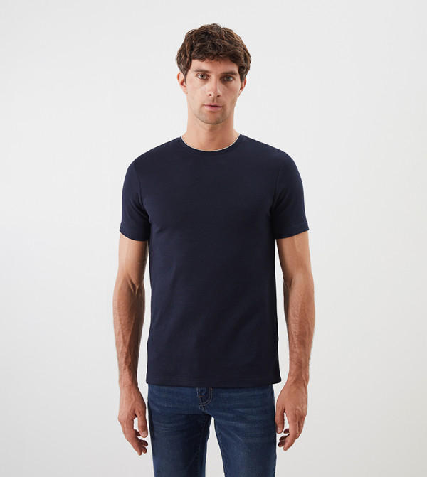 اٍل سي واي كيكي  ملابس - كحلي Round Neck T-Shirts