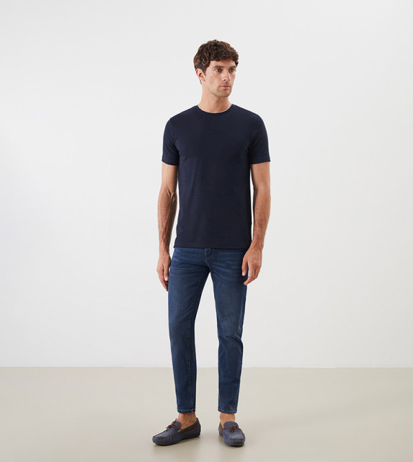 اٍل سي واي كيكي  ملابس - كحلي Round Neck T-Shirts