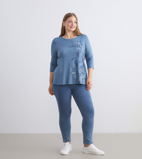 LC Waikiki  T-Shirts - Blue Long Sleeve T-Shirts