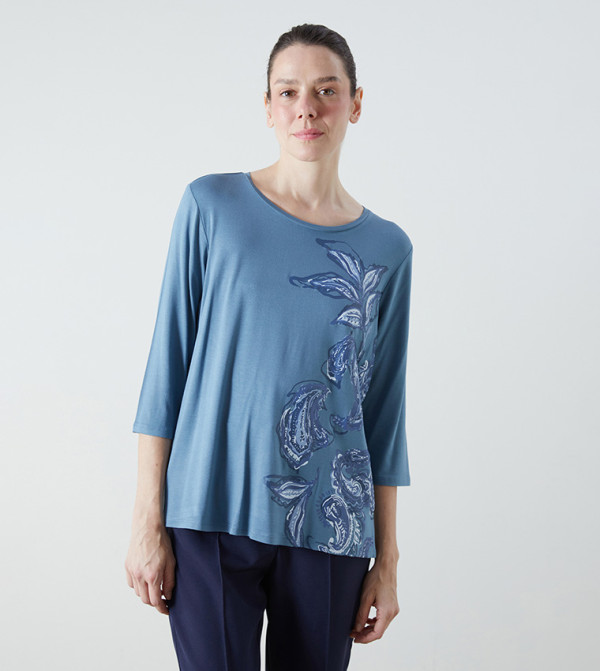 LC Waikiki  T-Shirts - Blue Long Sleeve T-Shirts