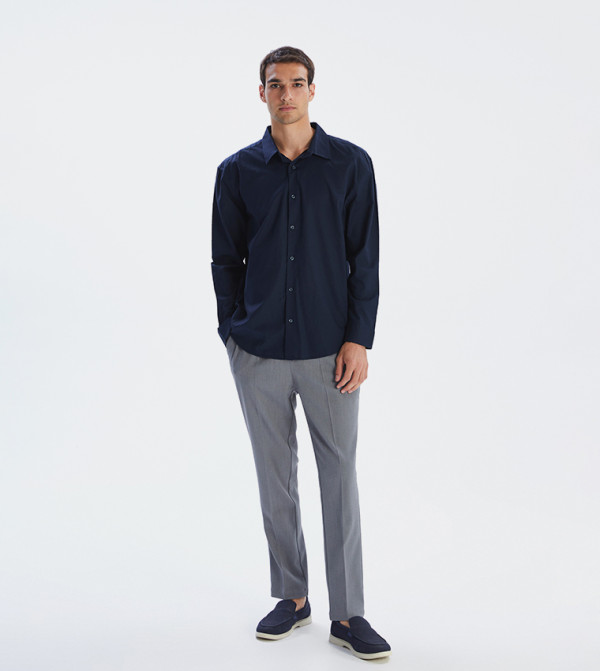 LC Waikiki  Casual Shirts - Navy Long Sleeves
