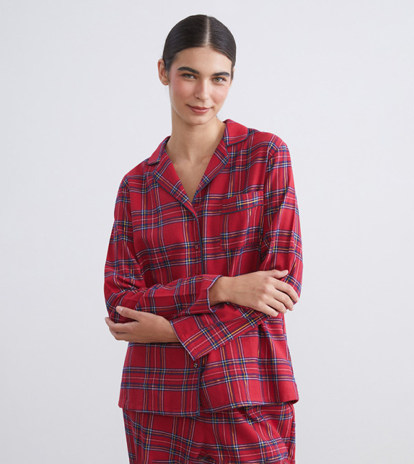 اٍل سي واي كيكي  checkered-plaid-w - أحمر Pyjama Set