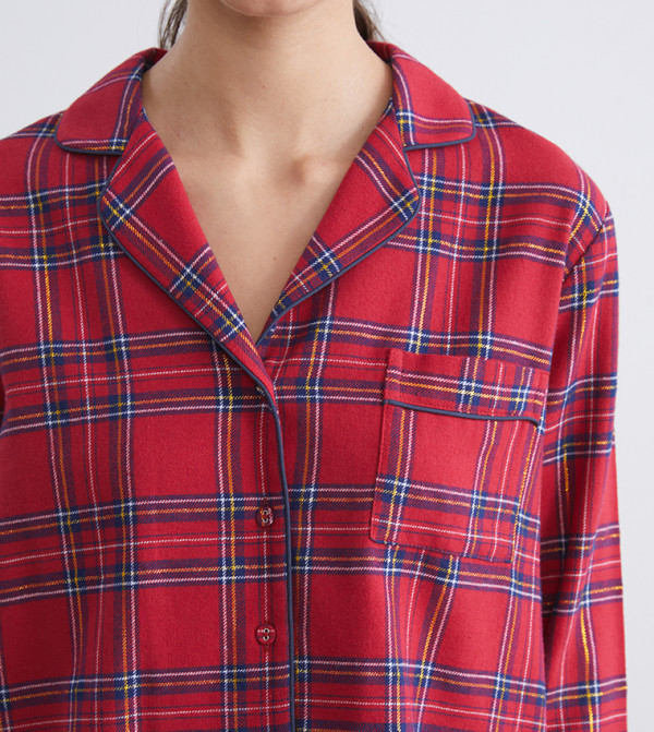 اٍل سي واي كيكي  checkered-plaid-w - أحمر Pyjama Set