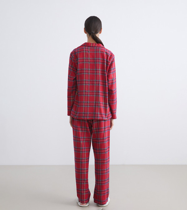 اٍل سي واي كيكي  checkered-plaid-w - أحمر Pyjama Set