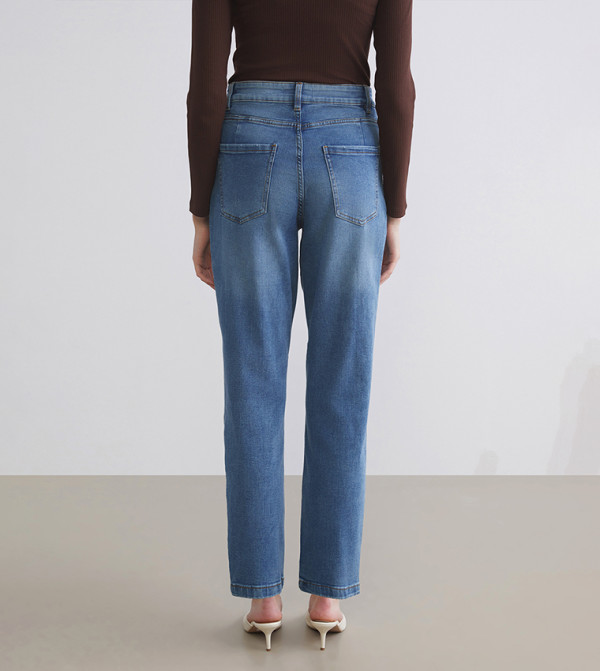 اٍل سي واي كيكي  جينز استايل موم - نيلي  Mom Jeans