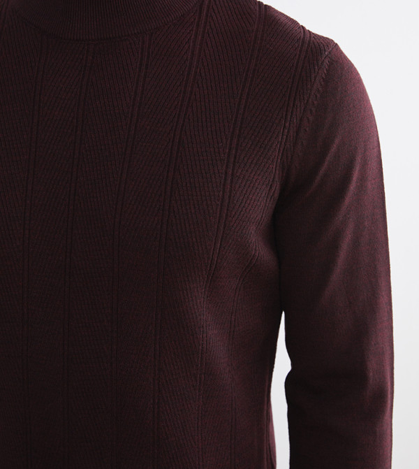 LC Waikiki  Turtle Neck Sweaters - Burgundy Turtle neck Sweaters