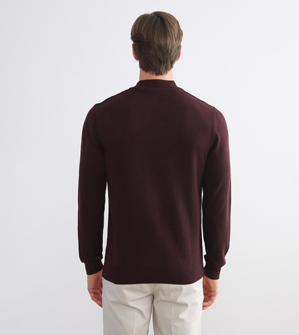 LC Waikiki  Turtle Neck Sweaters - Burgundy Turtle neck Sweaters
