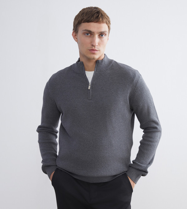 اٍل سي واي كيكي  سترات بياقة السلحفاة  - رمادي Turtle neck Sweaters