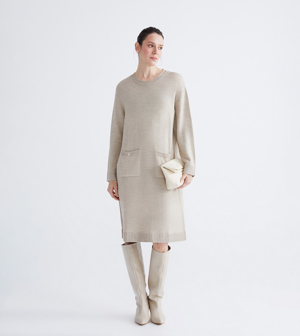 LC Waikiki  knit-notes - Beige Midi Dresses