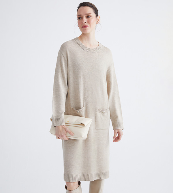 LC Waikiki  knit-notes - Beige Midi Dresses